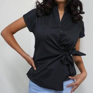 Women Side Knot Blouse/Fashion/Elegant/Office wear - Black